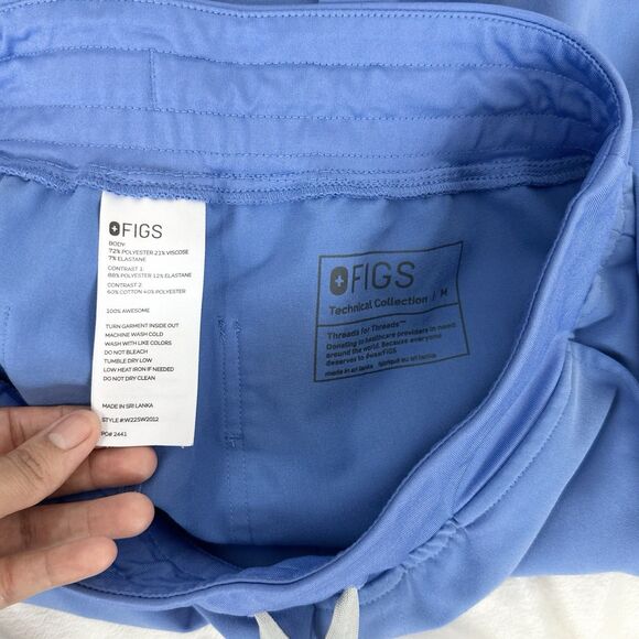 FIGS Zamora High Rise Jogger – Size M Ceil Blue Medical Scrub Pants, Stretch - Picture 6 of 8